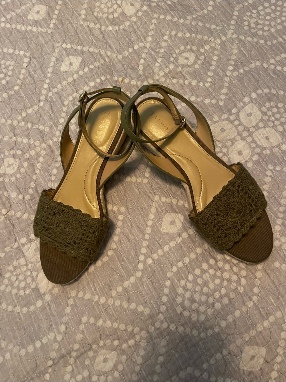 Talbots Olive Crochet Ankle-Strap Sandals